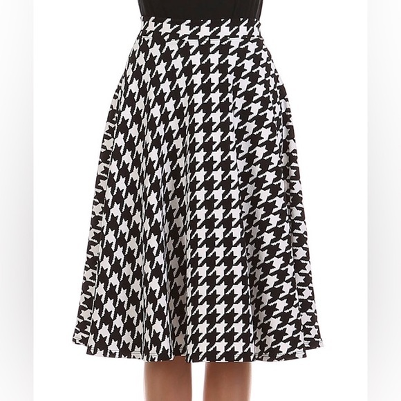 NYInvasion Retro Houndstooth Midi Circle‎ Skirt - Picture 6 of 6